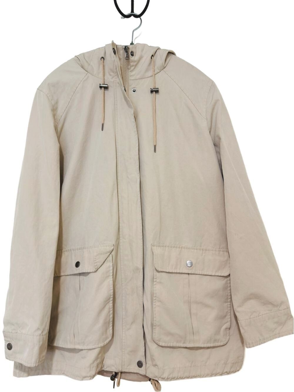 Levi's Beige Hooded Utility Parka Jacket XL Full Zip Back Pocket Lightweight Y2K